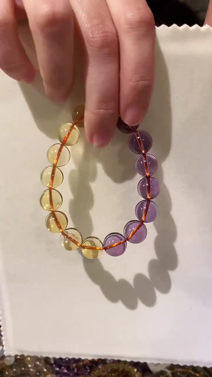 【闪购商品】水晶手链未镶嵌紫水黄水12mm