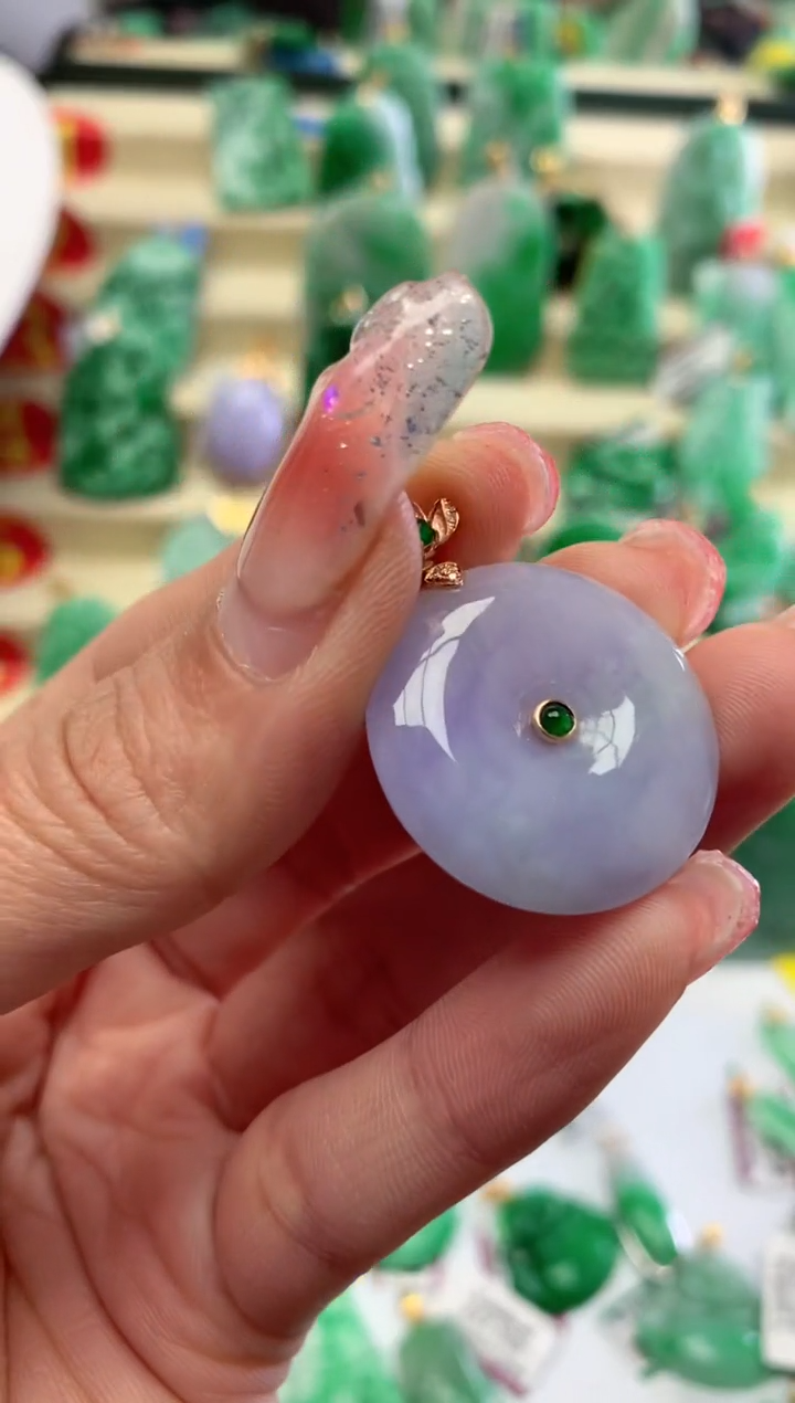 【闪购商品】翡翠颈饰18K金镶嵌挂件