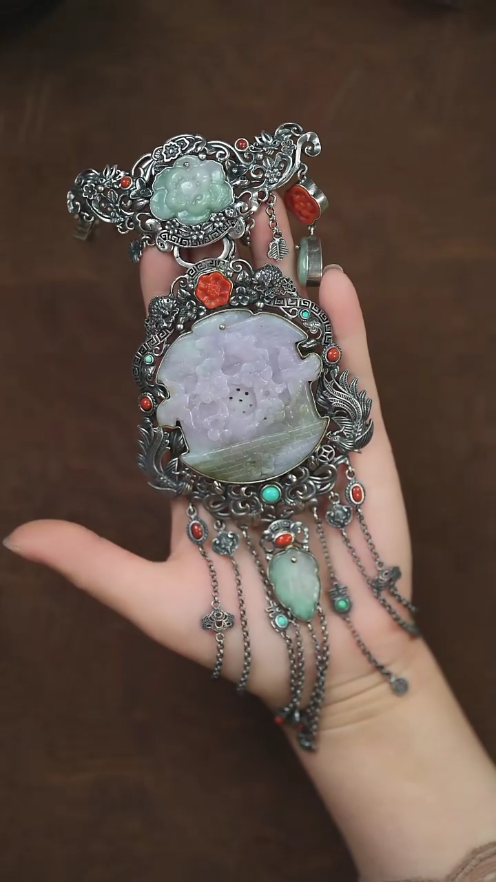 【闪购商品】翡翠挂件银S925镶嵌家大业大