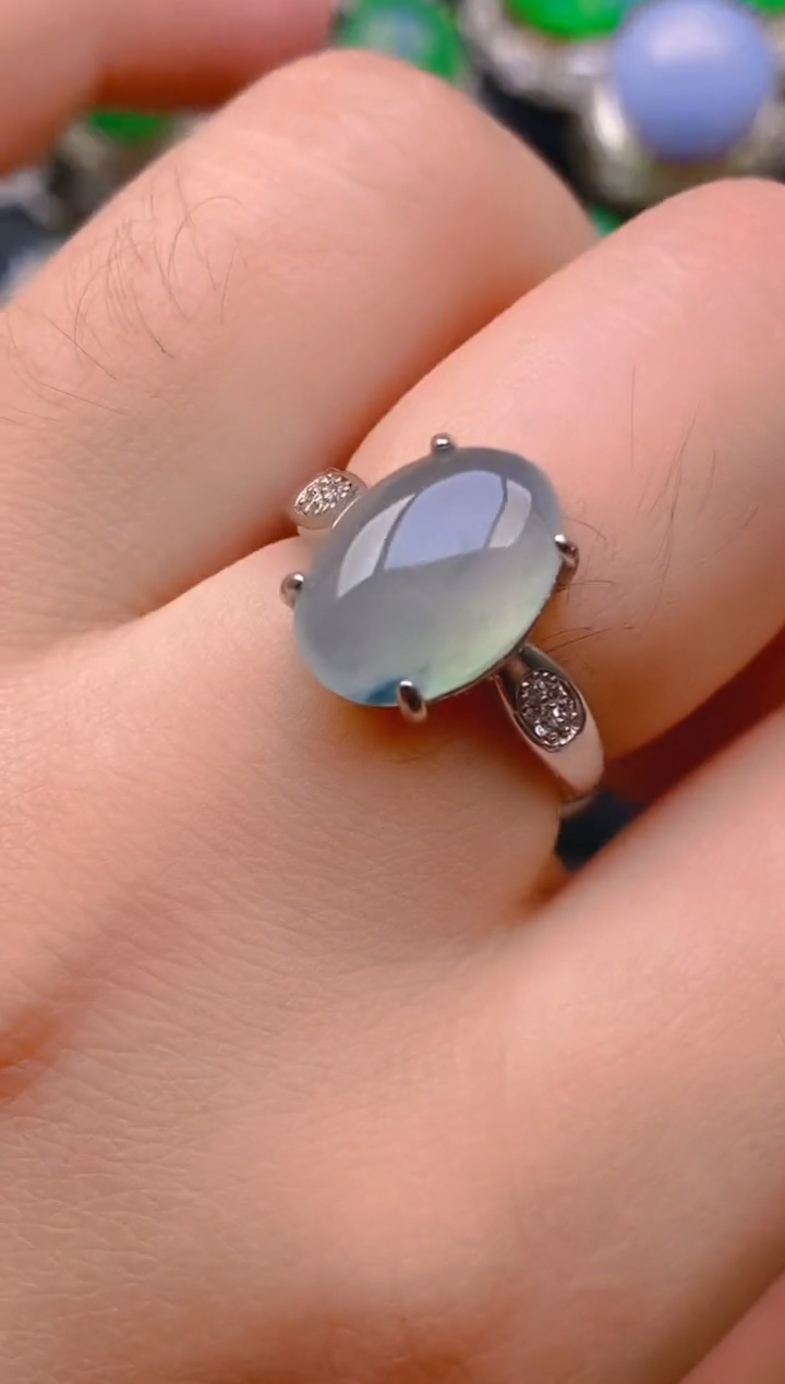 【闪购商品】翡翠戒指银S925镶嵌天然A货翡翠1