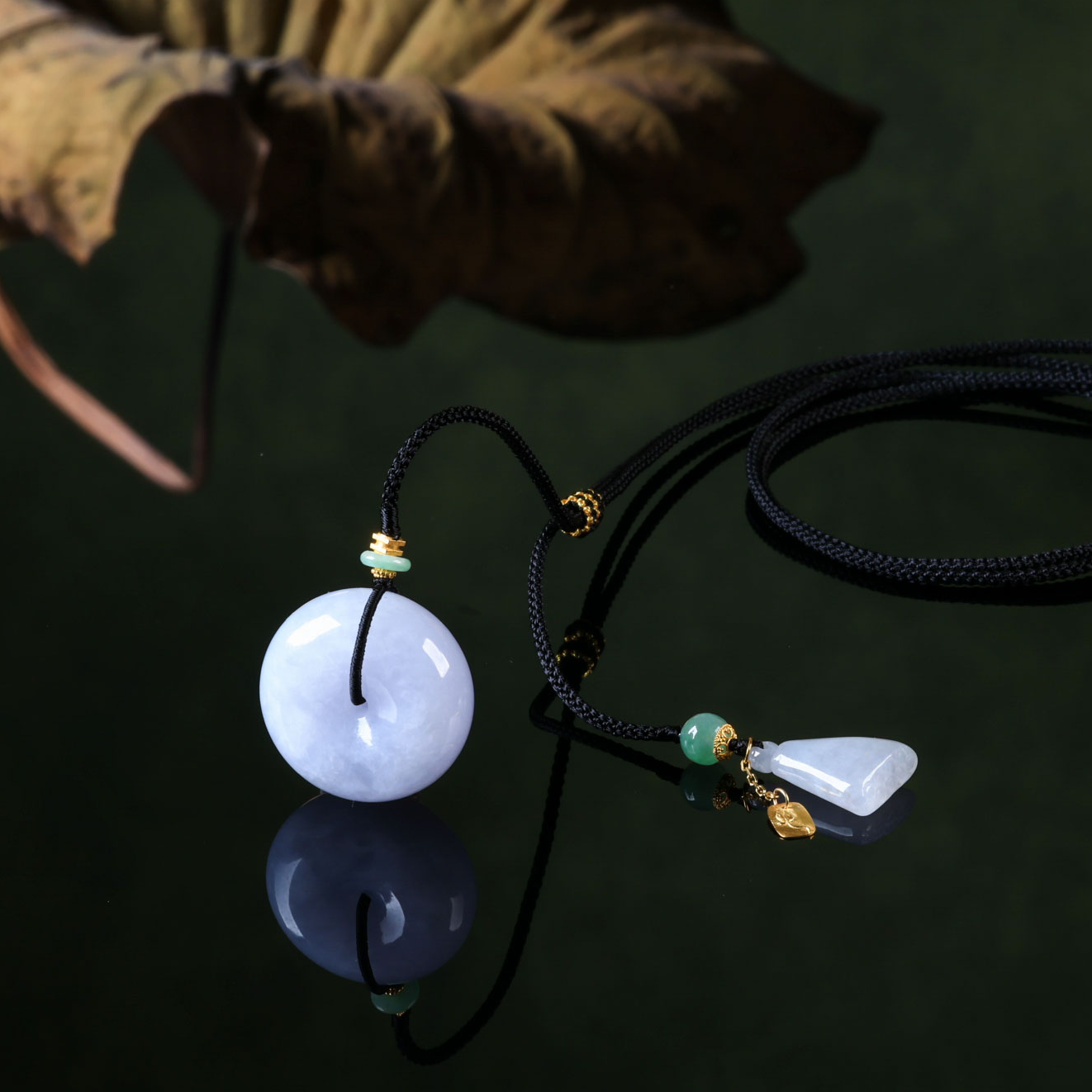 【意婵】《安逸》“本场必拍”18k金天然缅A冰润翡翠平安扣项链-917216