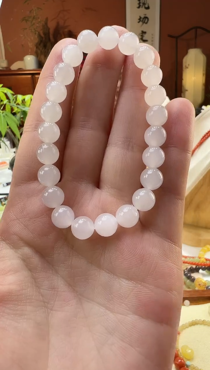 【闪购商品】和田玉手串未镶嵌白玉8mm