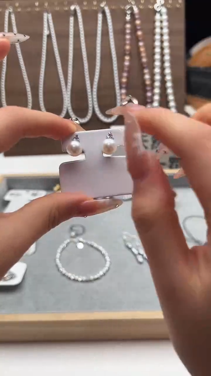 银S925镶嵌耳饰淡水珍珠永丽珍珠