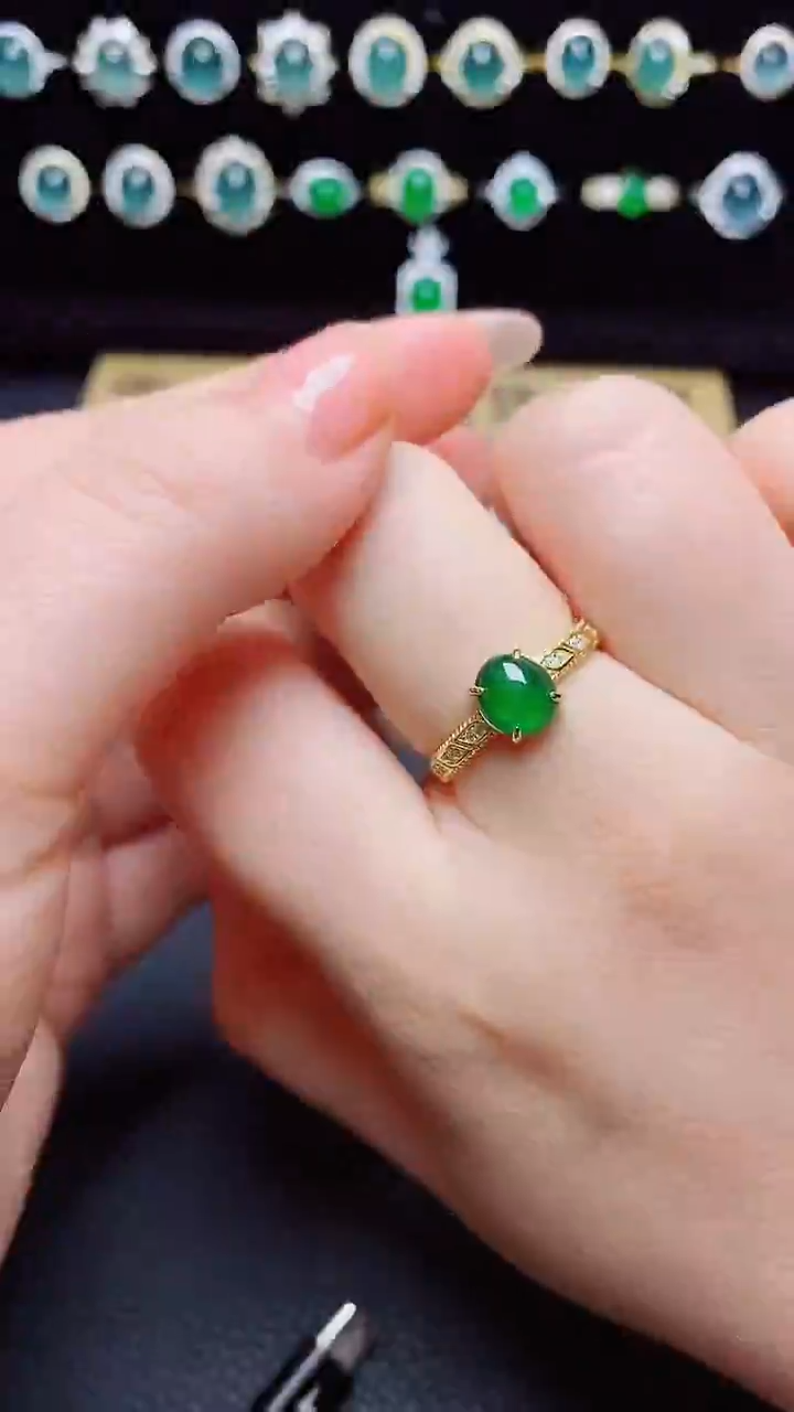 翡翠戒指银S925镶嵌  天然翡翠A货s925银镶