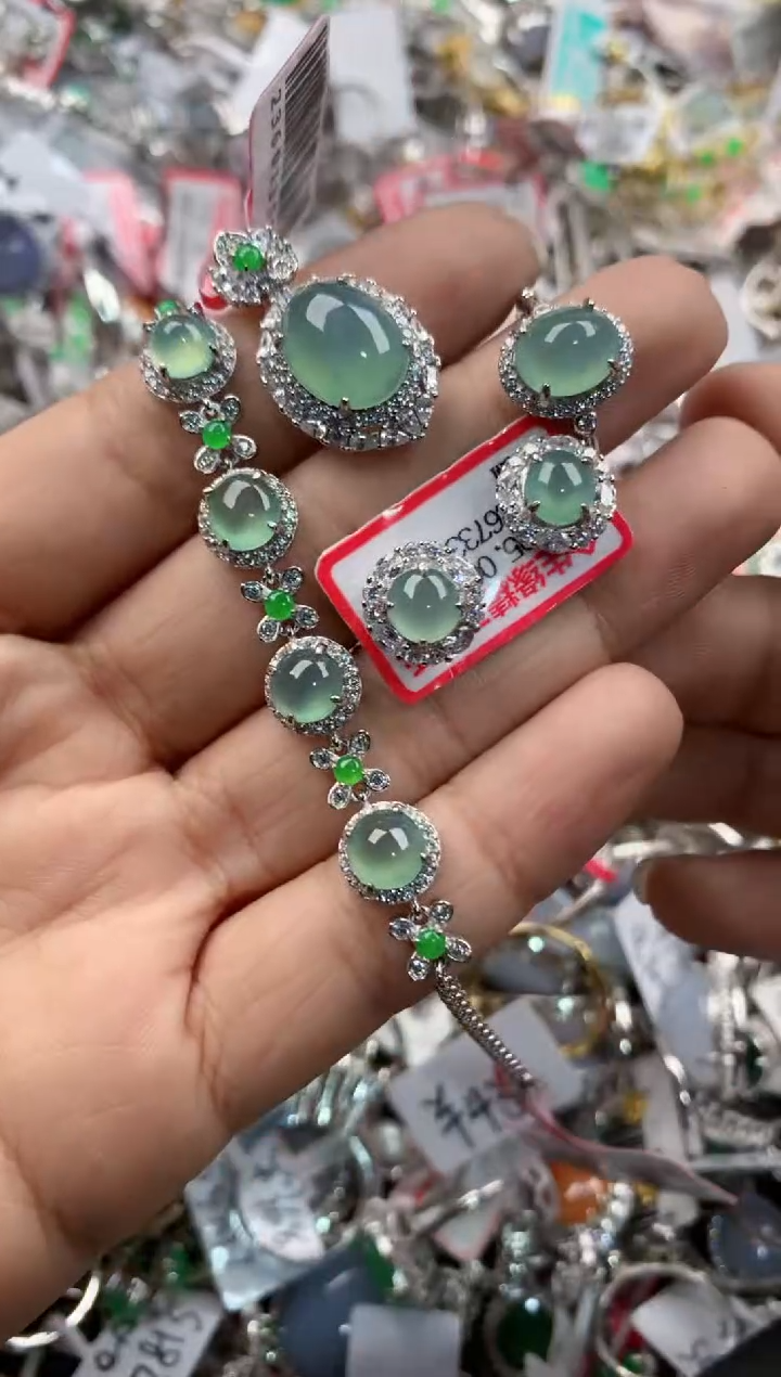 银S925镶嵌戒指翡翠15             5