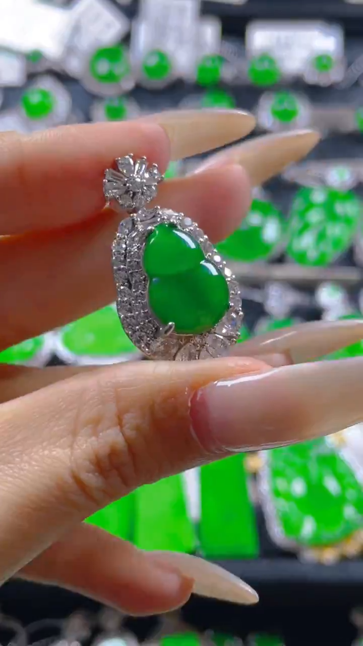 颈饰银S925镶嵌翡翠11