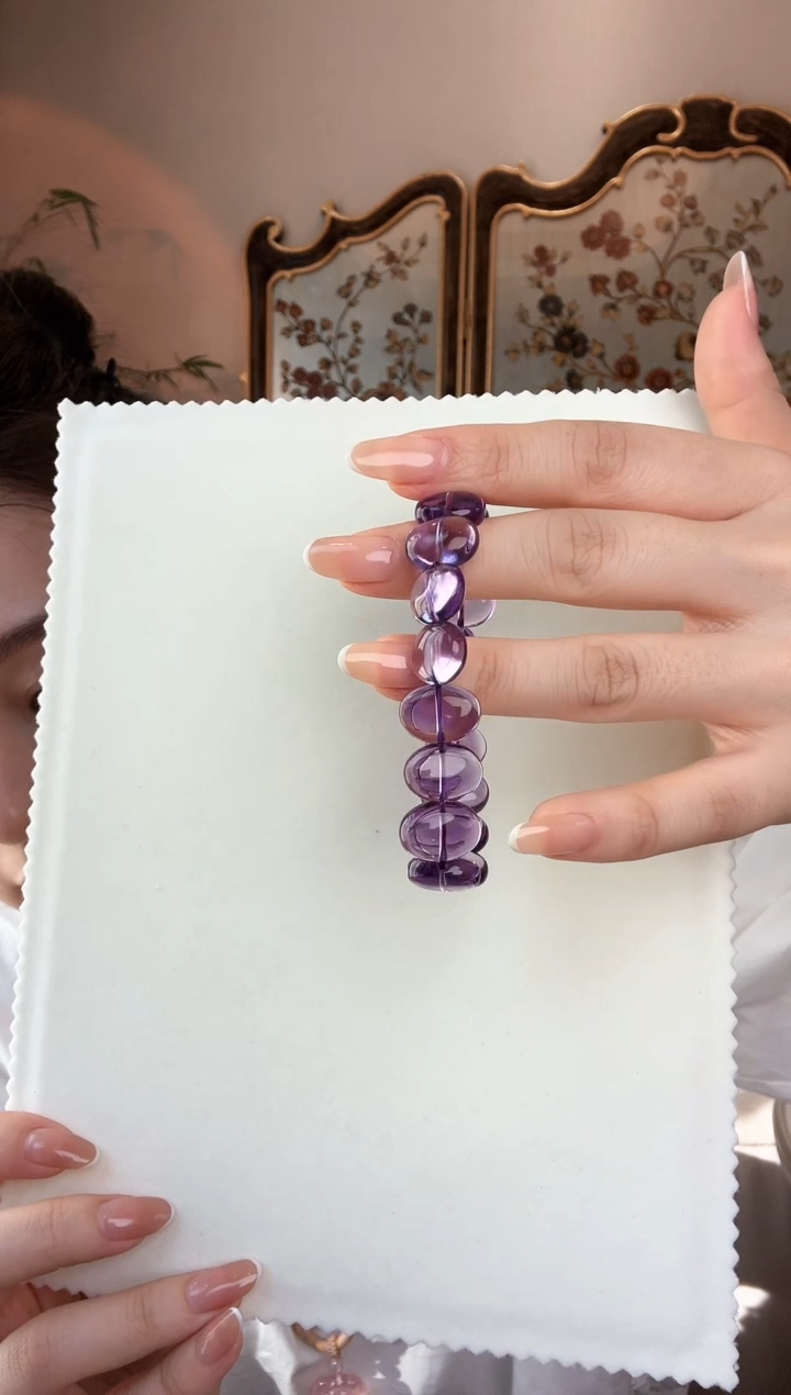 【闪购商品】紫晶手链未镶嵌紫水晶椭圆蛋面手串