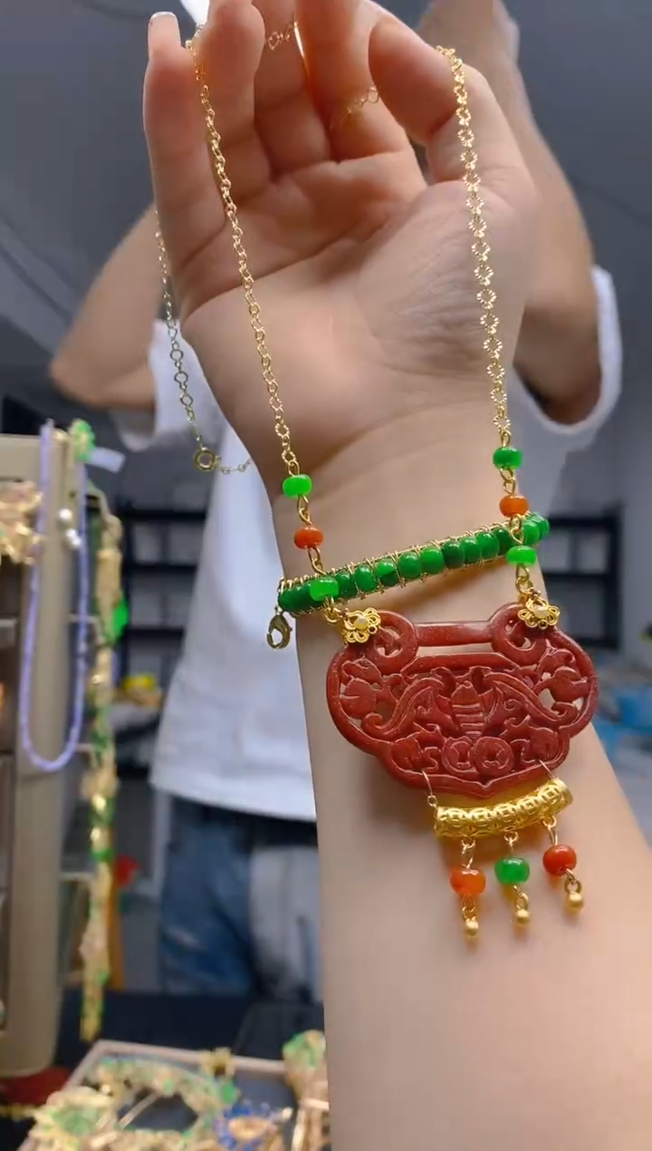 【闪购商品】翡翠耳饰合金65翡翠锁骨链