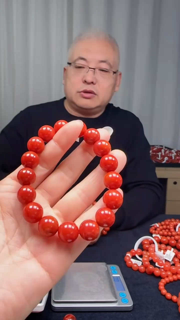 未镶嵌多样性发一件南红玛瑙【高货】柿锦红12mm保山圆珠单圈 