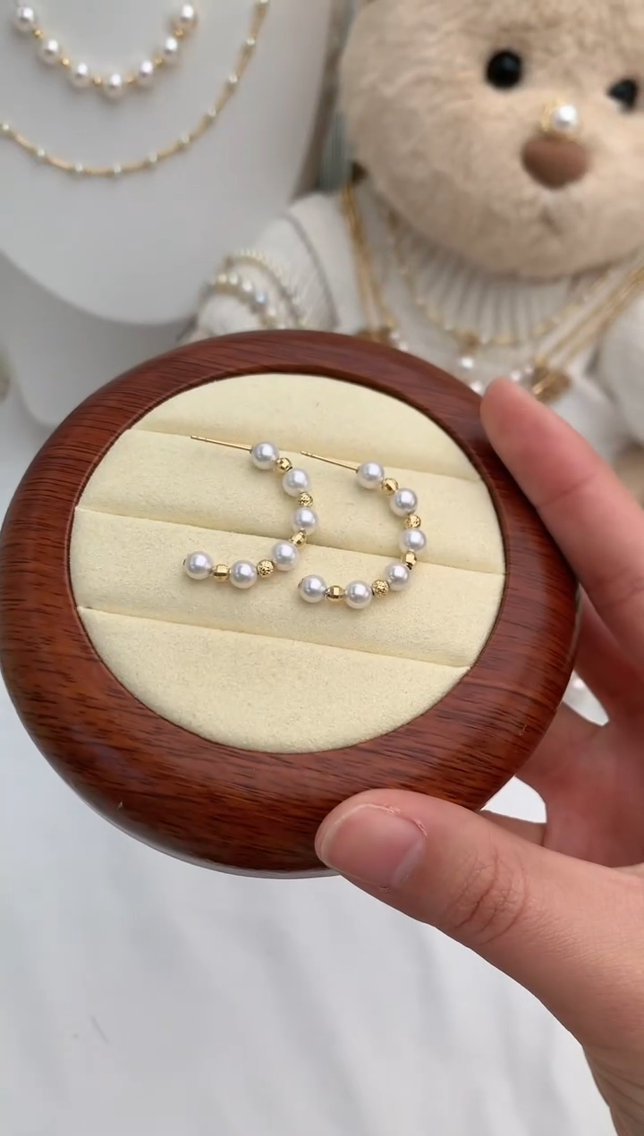 【闪购商品】海水珍珠耳饰18K金镶嵌akoya设计款耳圈