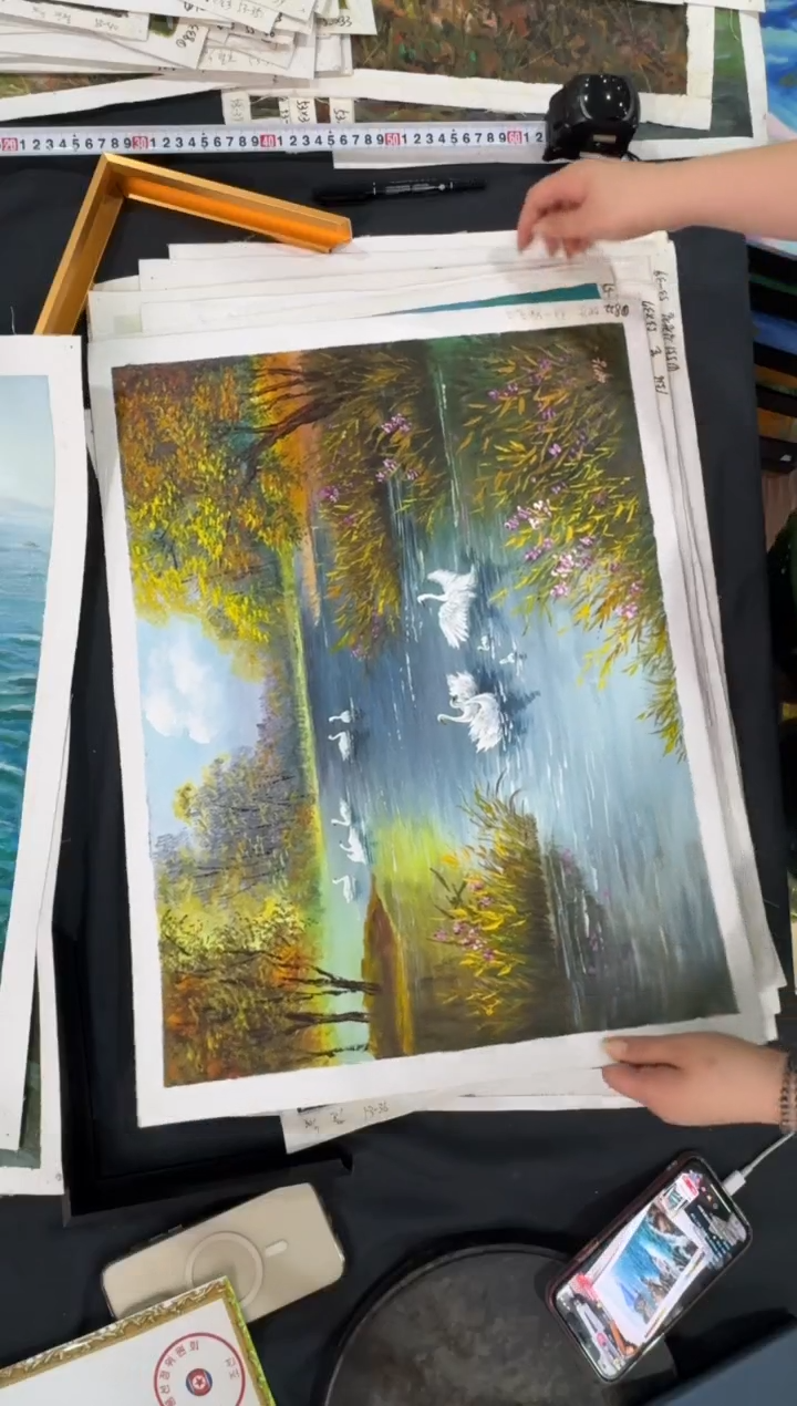 油画【新品含装裱】朝鲜画家原创手绘油画作品