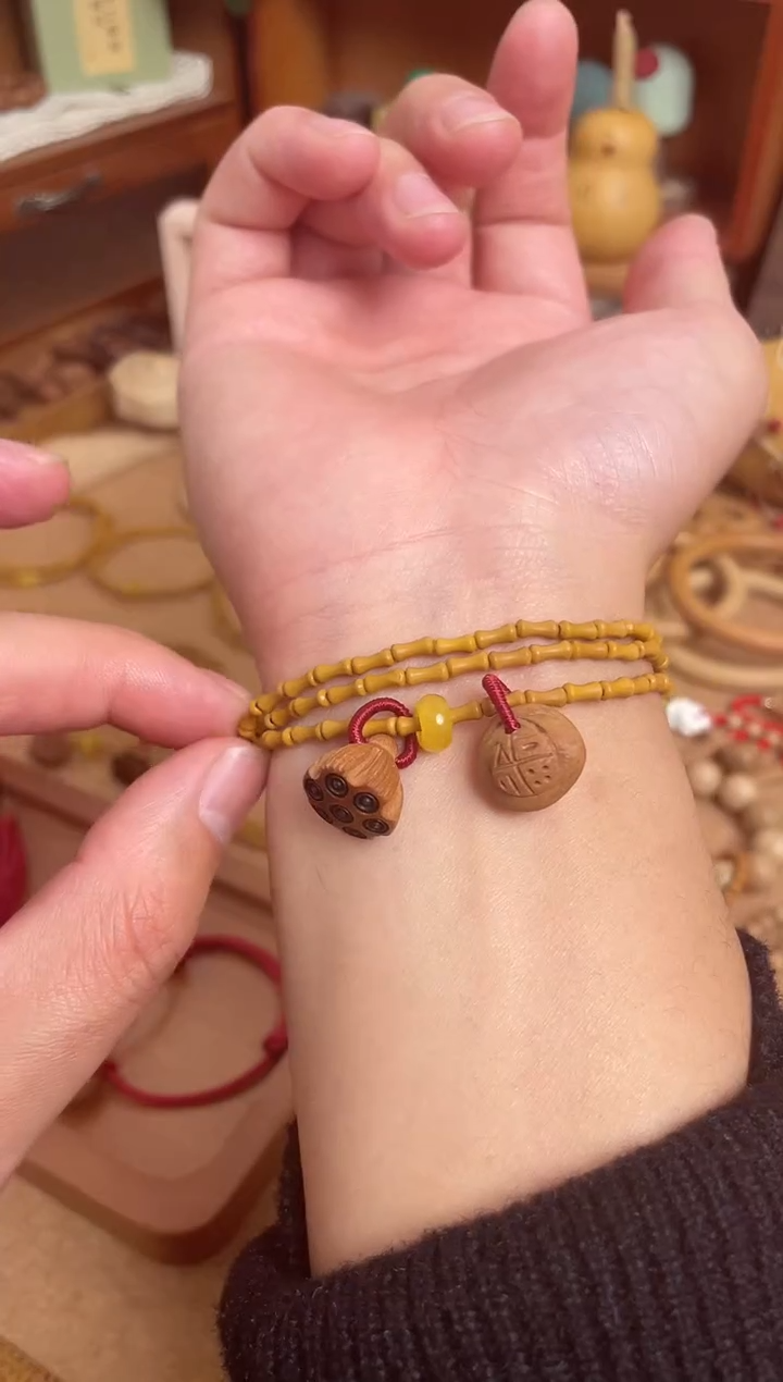 竹节手串一物一拍三圈福运连连加黄跑环