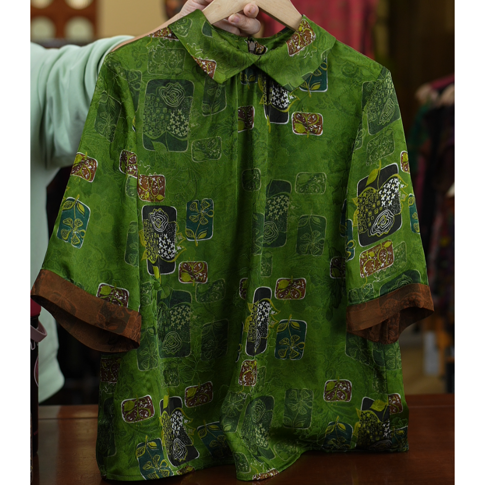 织光翠格<<非遗美学>>1945秋季娃娃领国风大气上衣