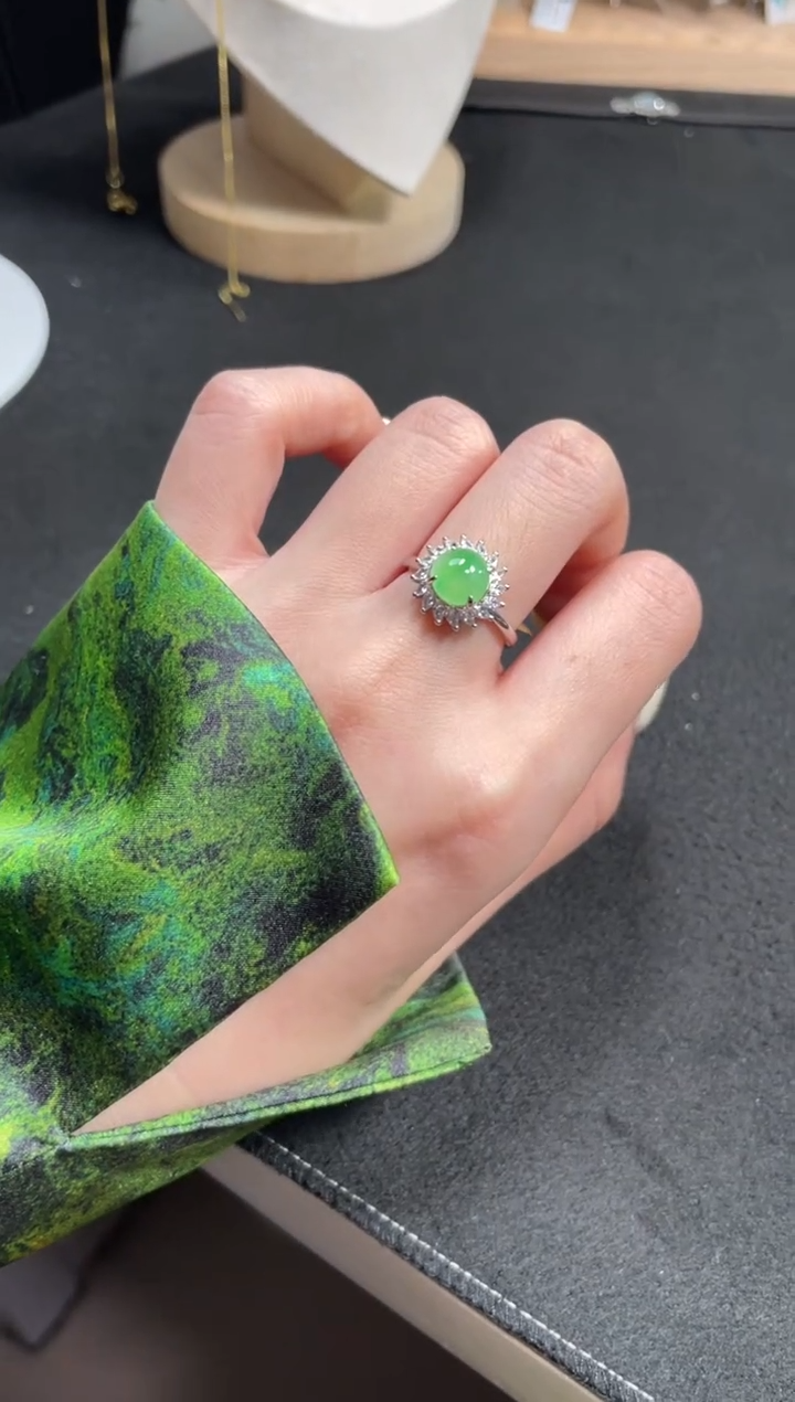 【闪购商品】翡翠银S925镶嵌戒指11111