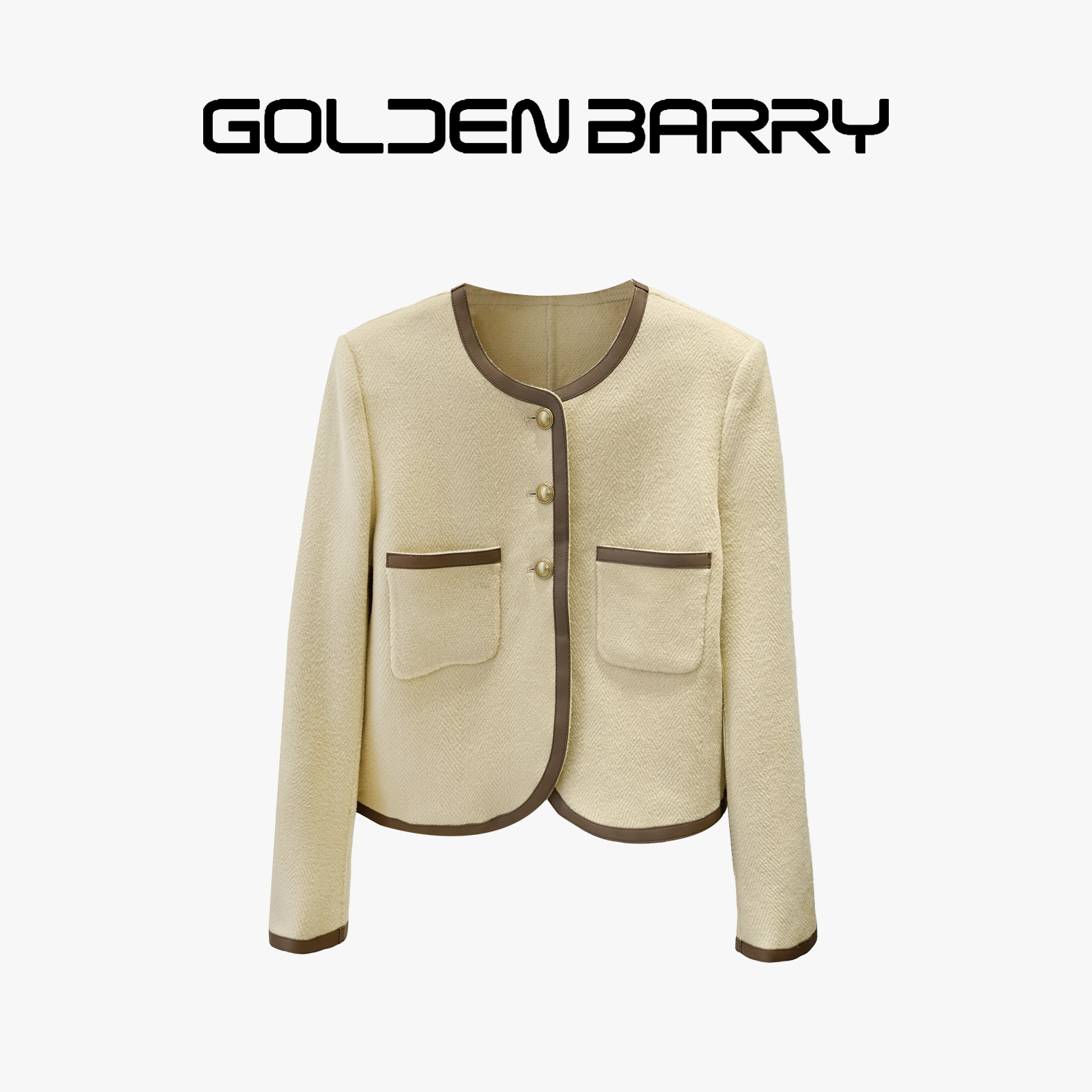 |141008气质撞色短款手工大衣【微瑕】