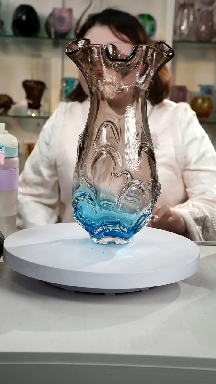 【闪购商品】琉璃【弘扬】高轻奢琉璃花器高41正常手工痕迹