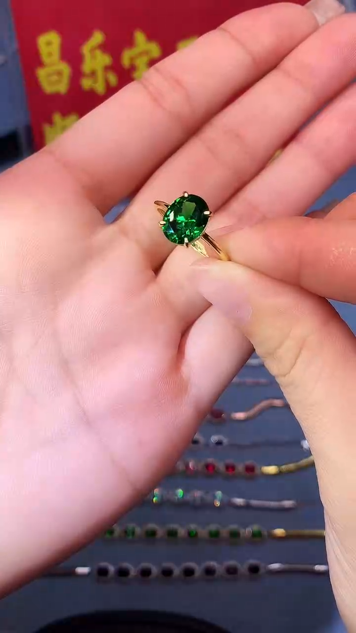【闪购商品】透辉石戒指银S925镶嵌1111