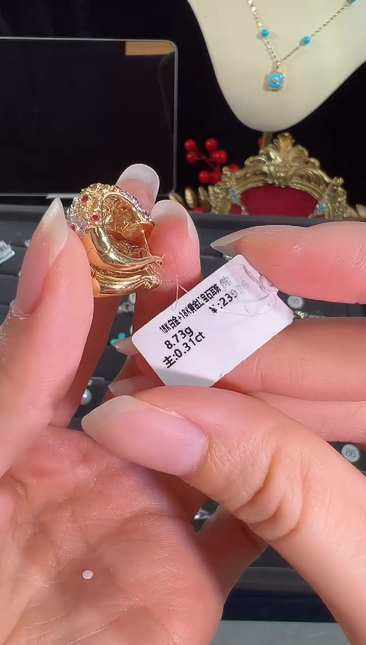 【闪购商品】红宝石耳饰18K金镶嵌BE9128#-#64