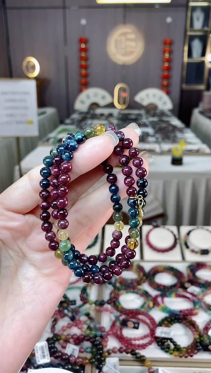 未镶嵌老矿碧玺三圈手串5mm+碧玺dan多样性发货一条