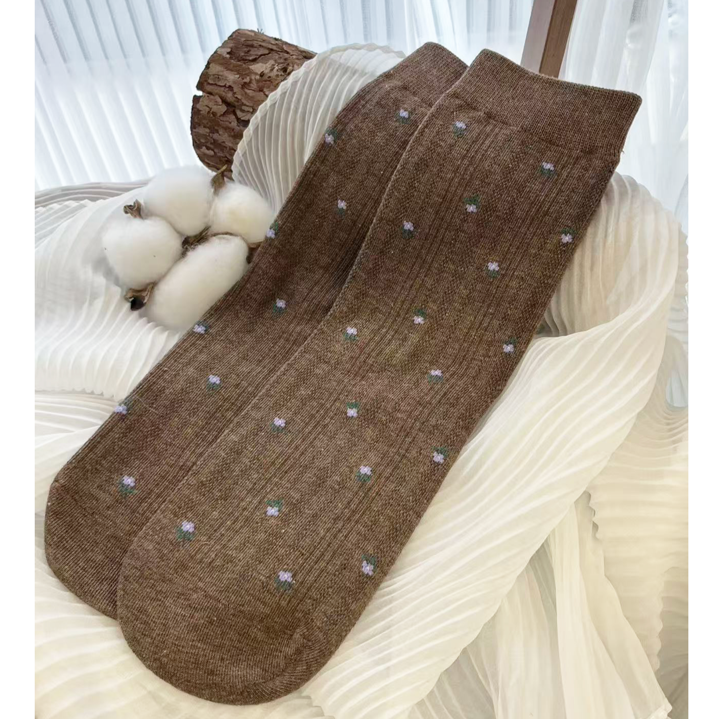 碎花款中筒袜韩系女