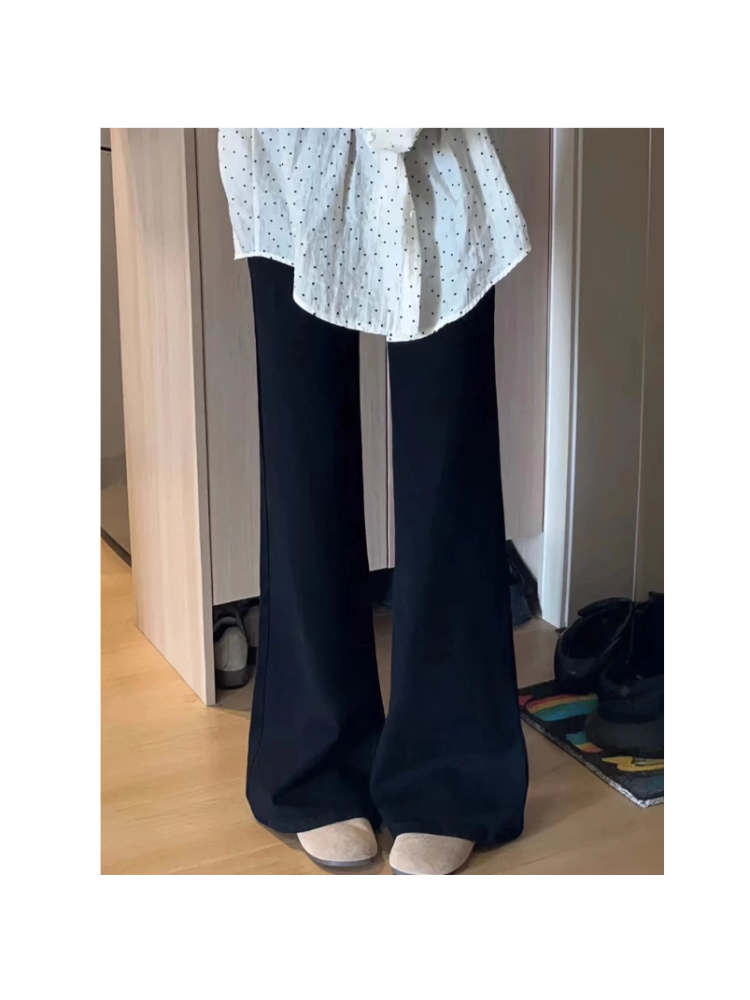 高腰加绒微喇大码牛仔裤女冬季百搭弹力大码显瘦马蹄裤子梨形身材