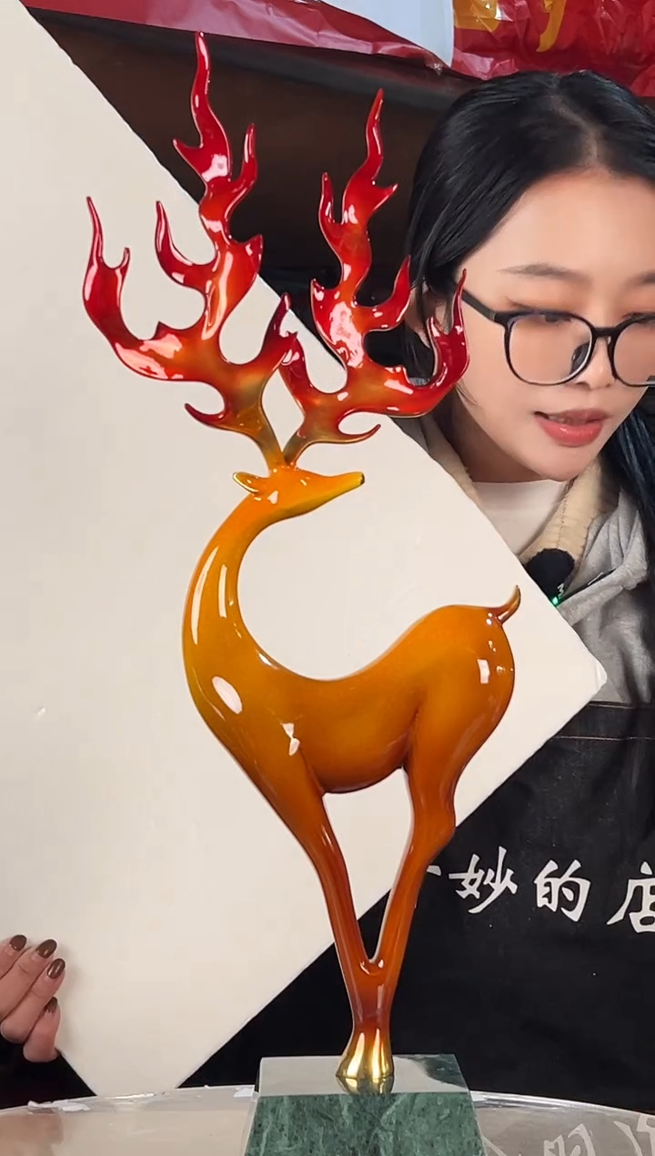 清仓产品火焰鹿摆件