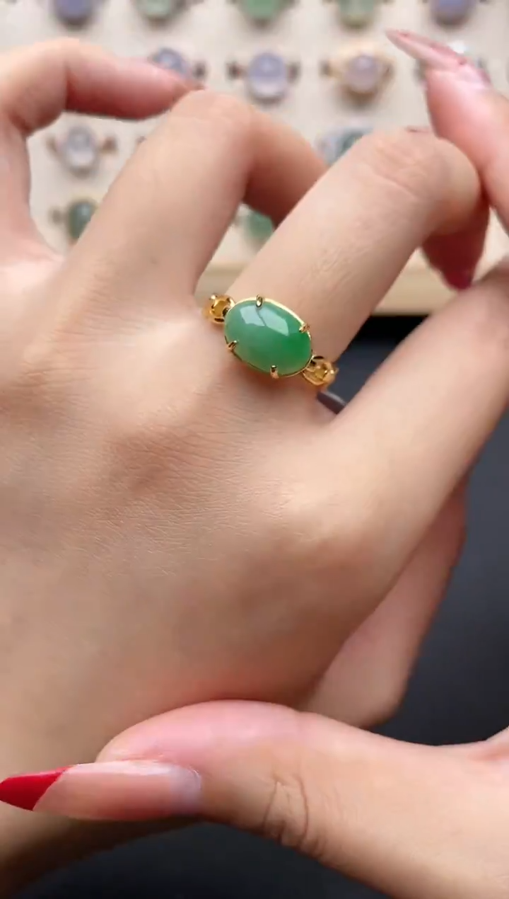 【闪购商品】翡翠戒指银S925镶嵌一物一证一礼盒