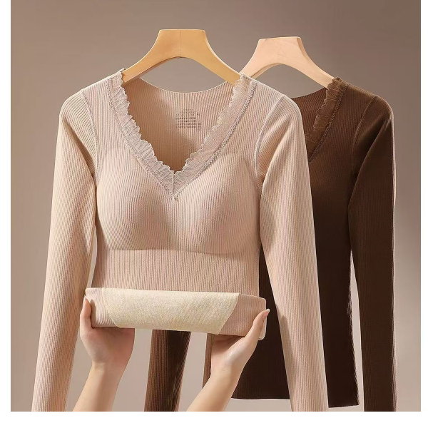 保暖内衣女加绒加厚秋衣秋裤套装2025秋冬季新款带文胸垫低领套装