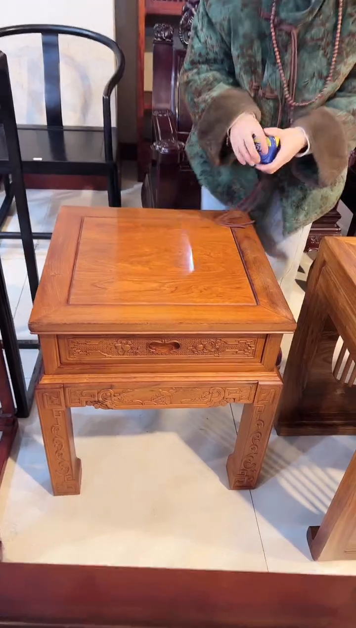 【闪购商品】缅甸花梨大果紫檀沙发边几 角几