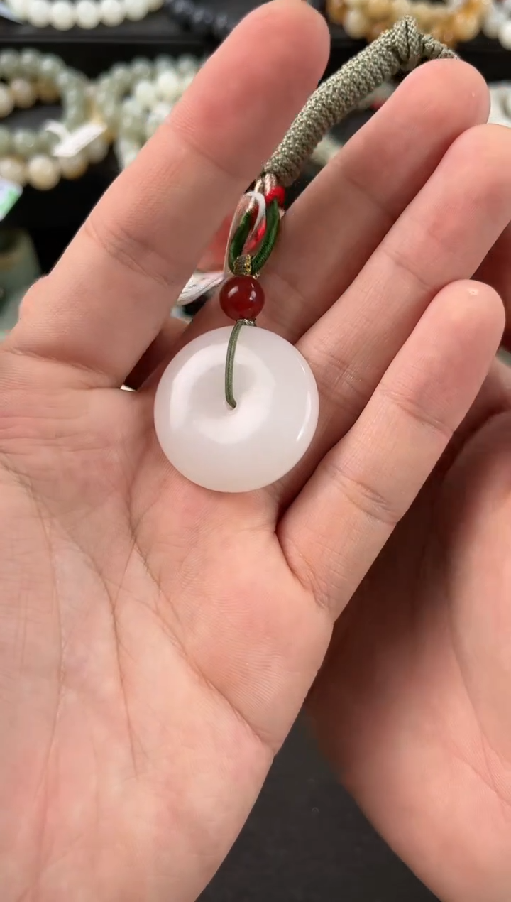 【闪购商品】和田玉平安扣未镶嵌且末天泰白玉平安扣微色差