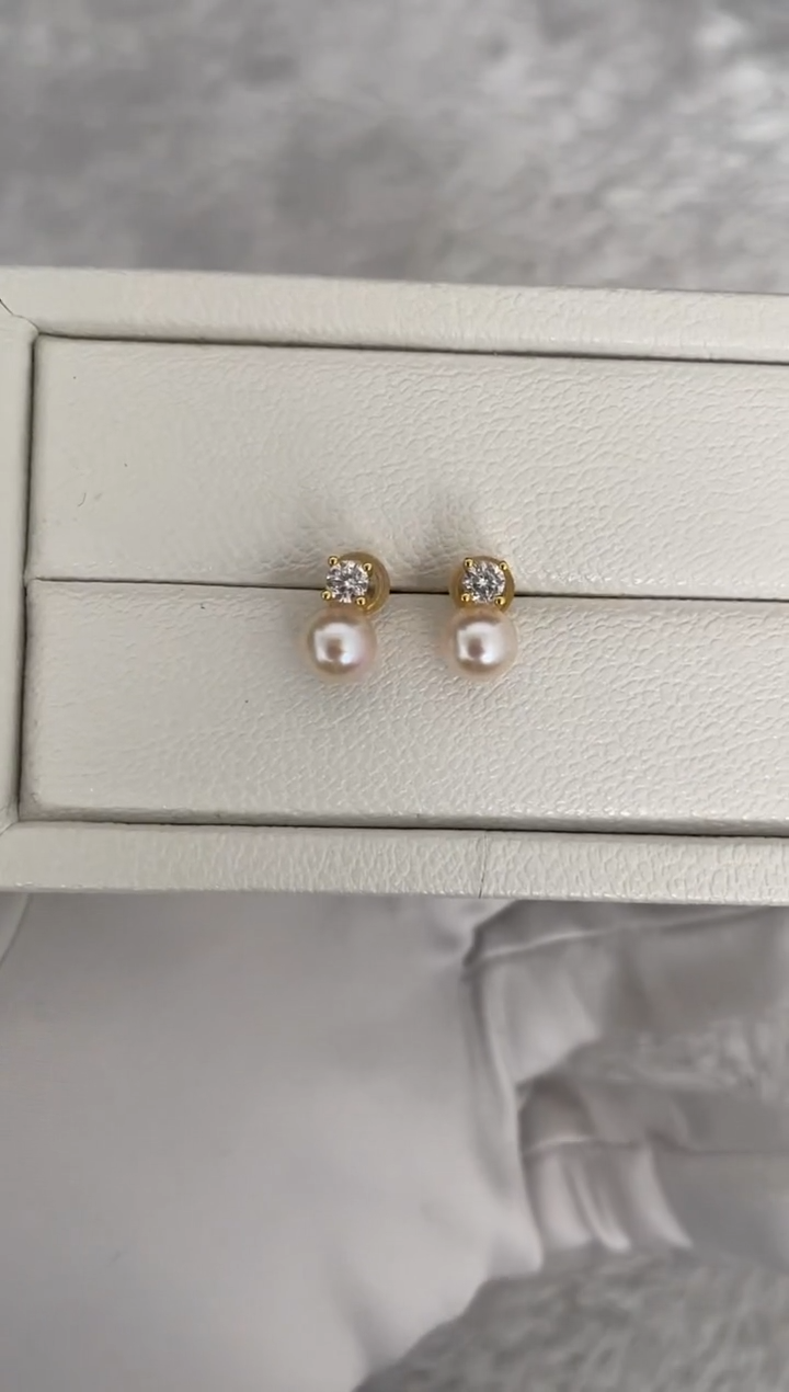 银S925镶嵌耳钉海水珍珠AK羽皇金戴妃6.5-7mm