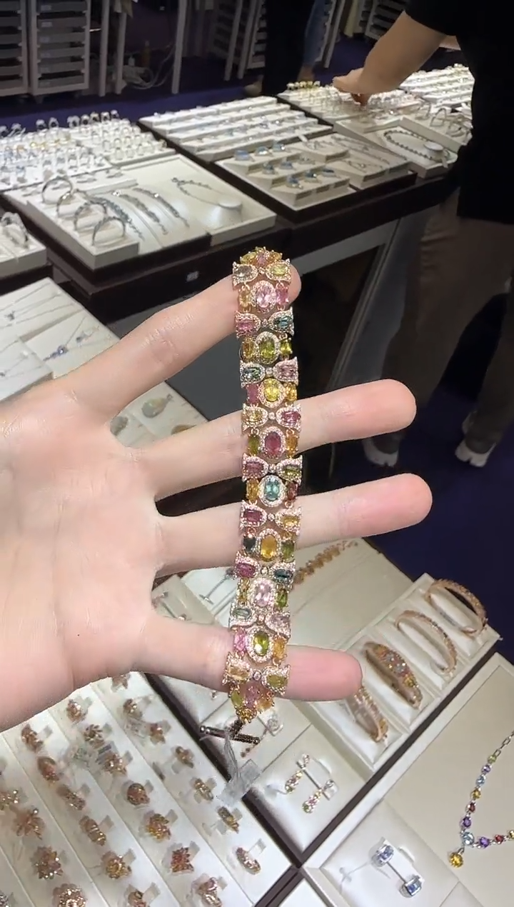 【闪购商品】碧玺手链银S925镶嵌玫瑰庄园