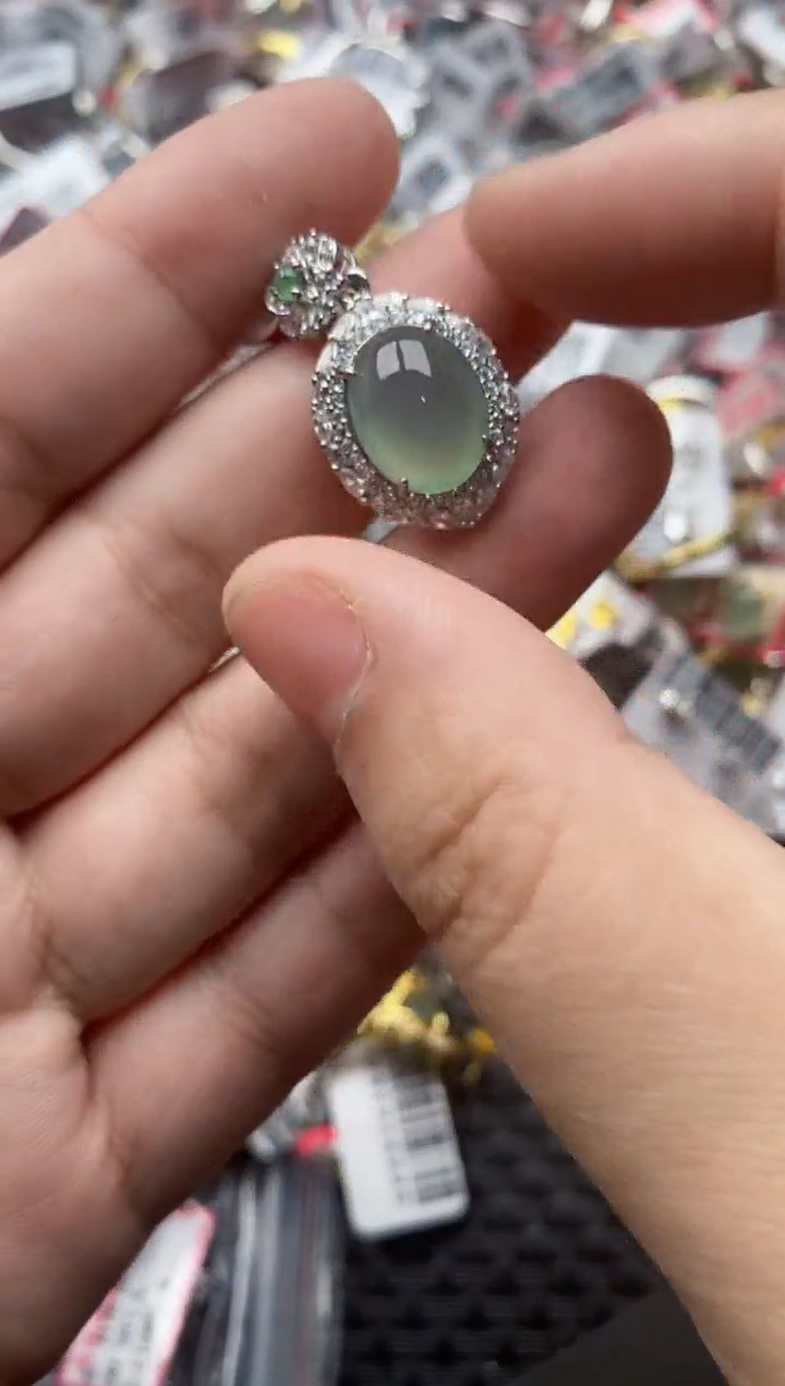【闪购商品】翡翠戒指银S925镶嵌2222---5