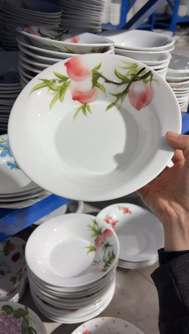 景德镇高温陶瓷食品级手绘釉中彩-喇叭盘