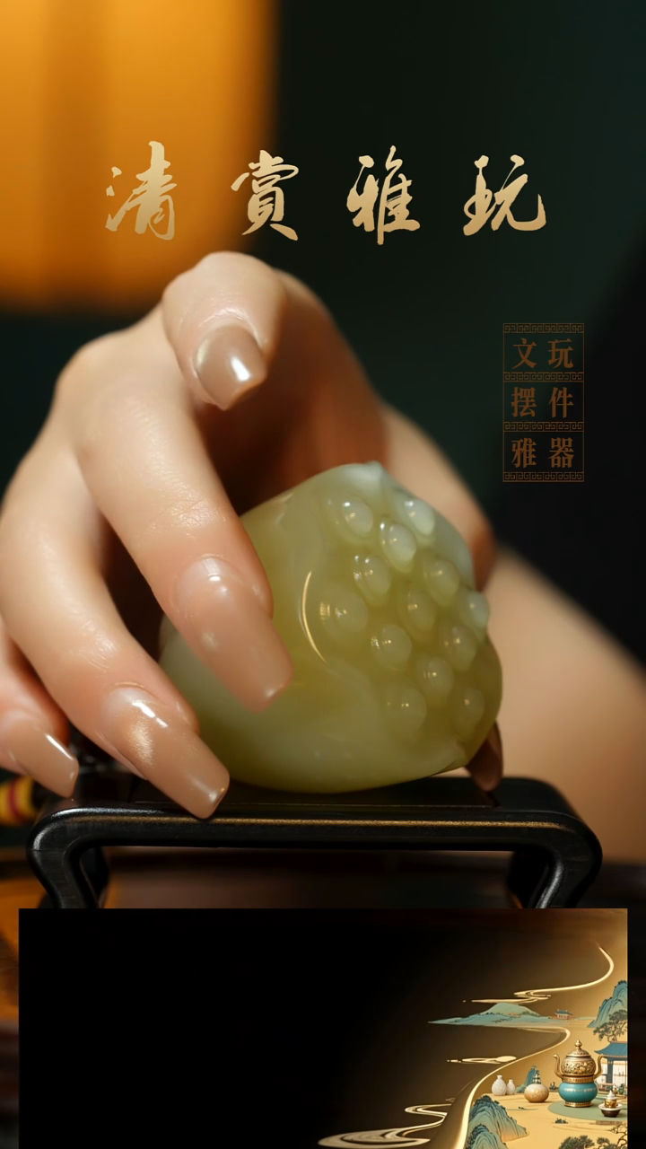 玉《好运连连》手把件摆件