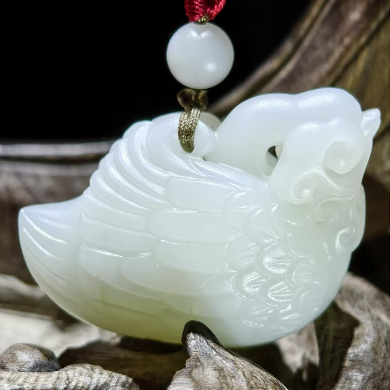 【米达姐和田玉】米达料鹅如意——手工精雕