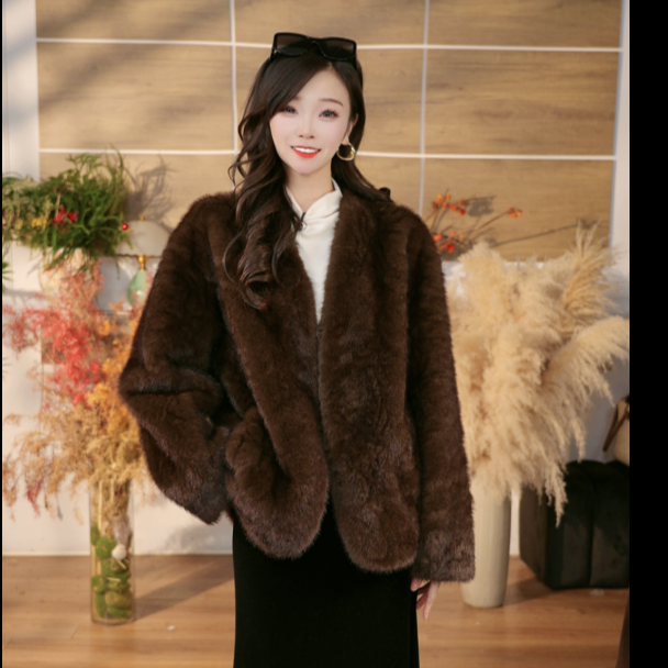 人造皮草 2026新款轻奢美拉德V领时尚外套