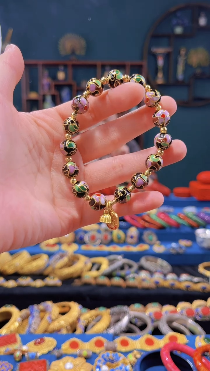 【闪购商品】非遗绝技 景泰蓝手串 黑