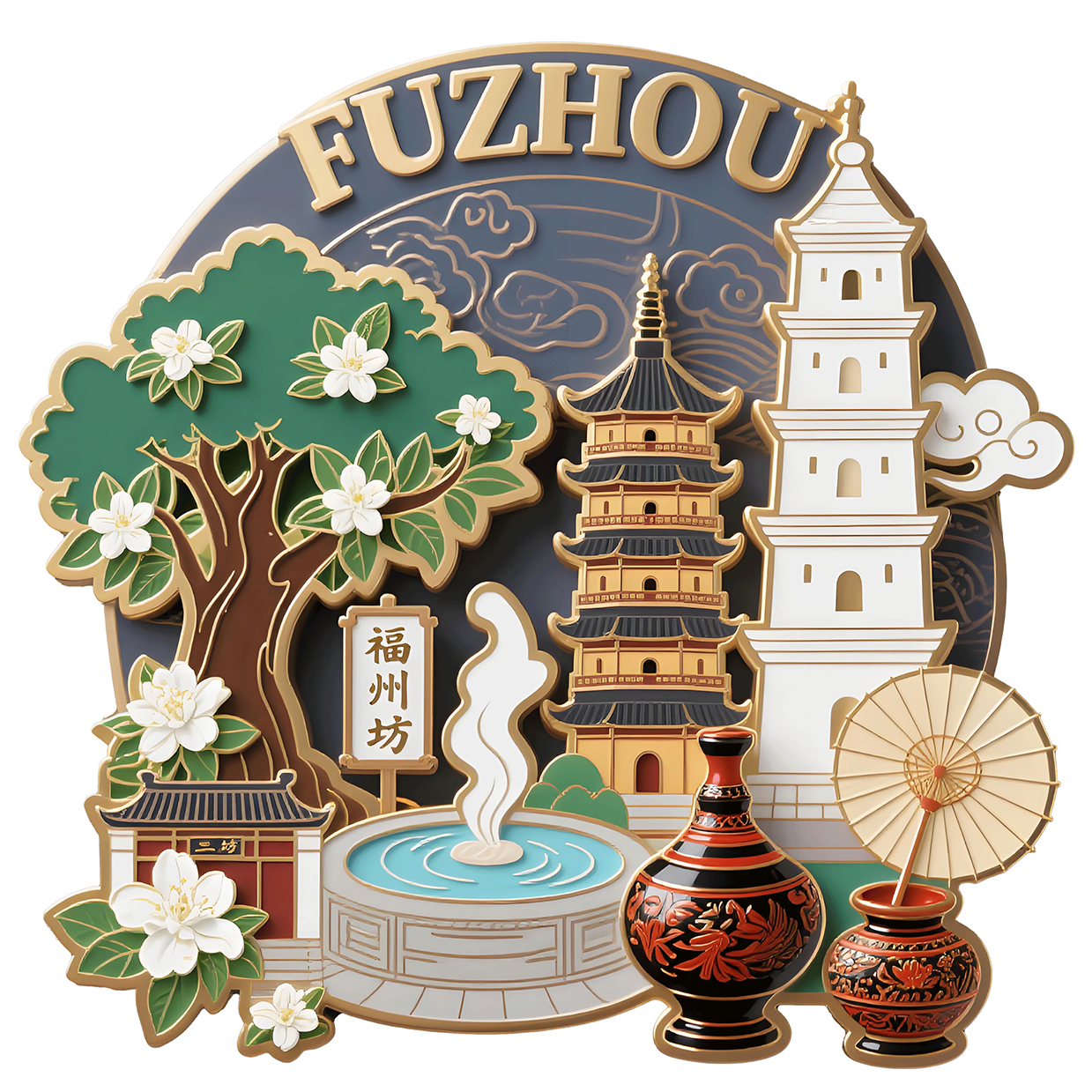 【福州坊】福建厦门鼓浪屿金属冰箱磁贴创意文创礼物伴手礼旅游纪念