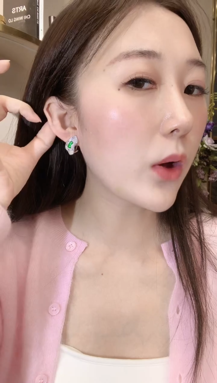 18K金镶嵌翡翠耳饰y30