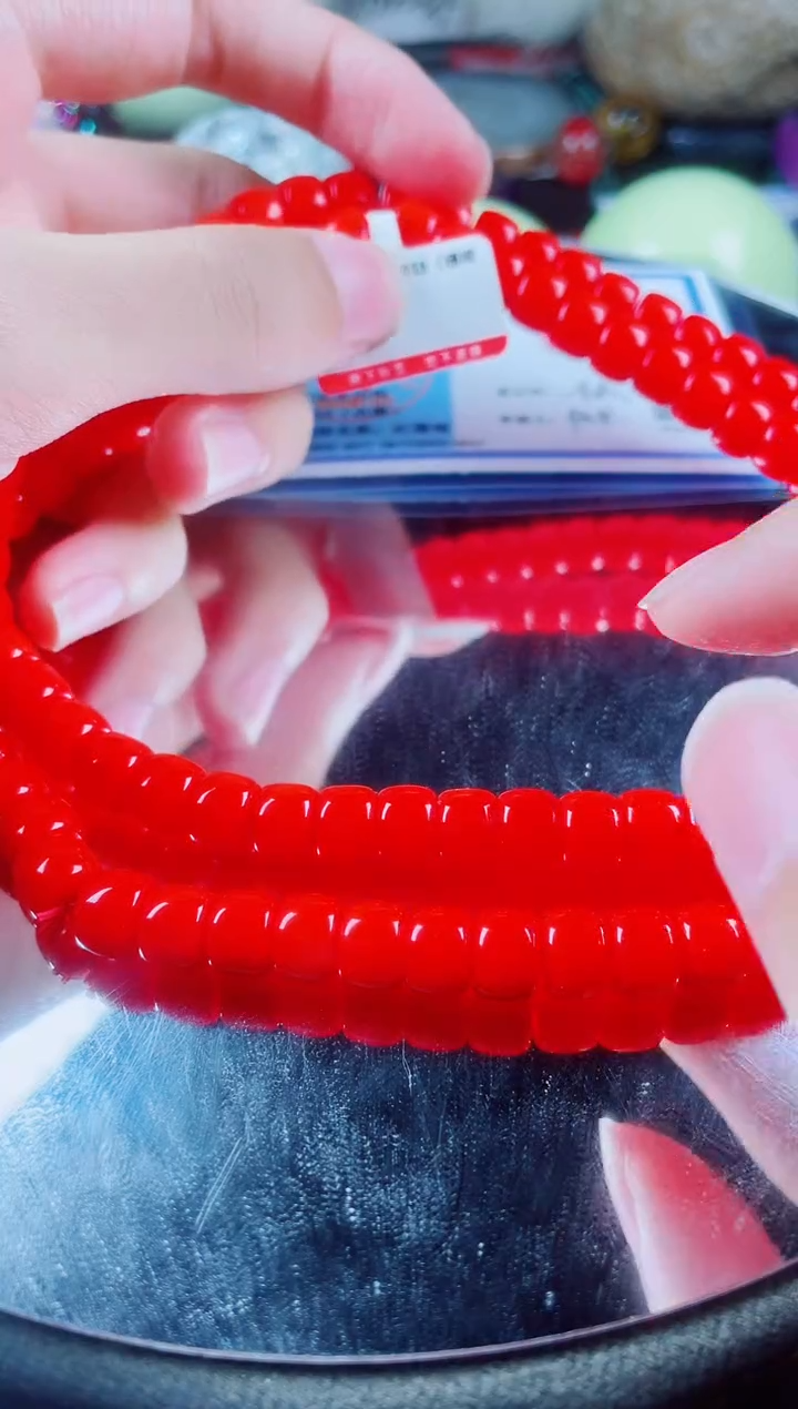 硅化珊瑚（珊瑚玉）未镶嵌项链红珊瑚项链13称14