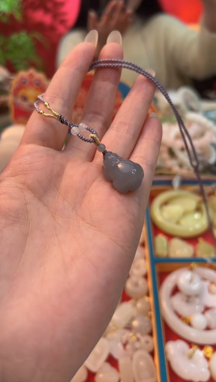 【闪购商品】和田玉吊坠未镶嵌烟紫胖墩貔貅