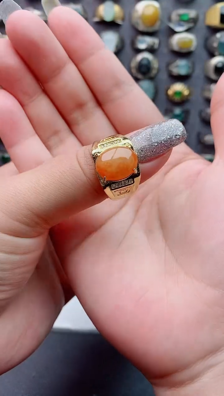 未镶嵌戒指翡翠杜*天然翡翠男戒