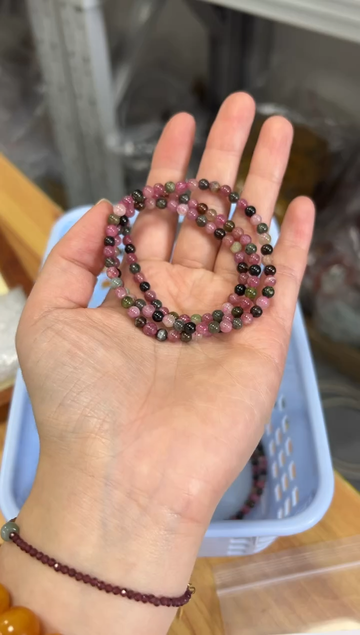 手链未镶嵌碧玺孤品彩虹碧玺多圈手链[1000]