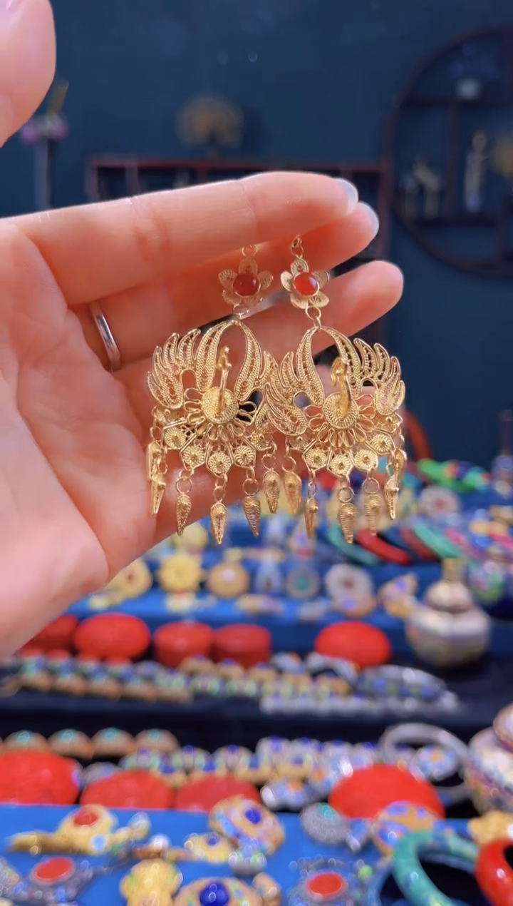 非遗绝技 花丝凤凰耳环