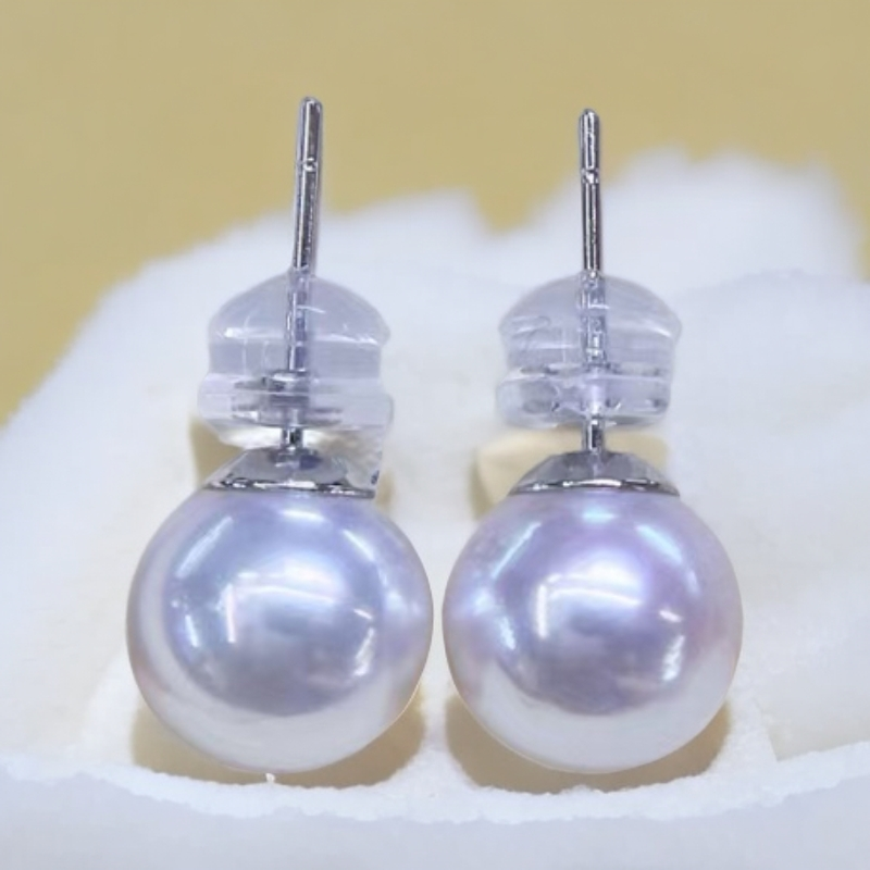 强光正圆海水akoya 耳钉8-8.5mm、气质时尚百搭，多样性，发一对