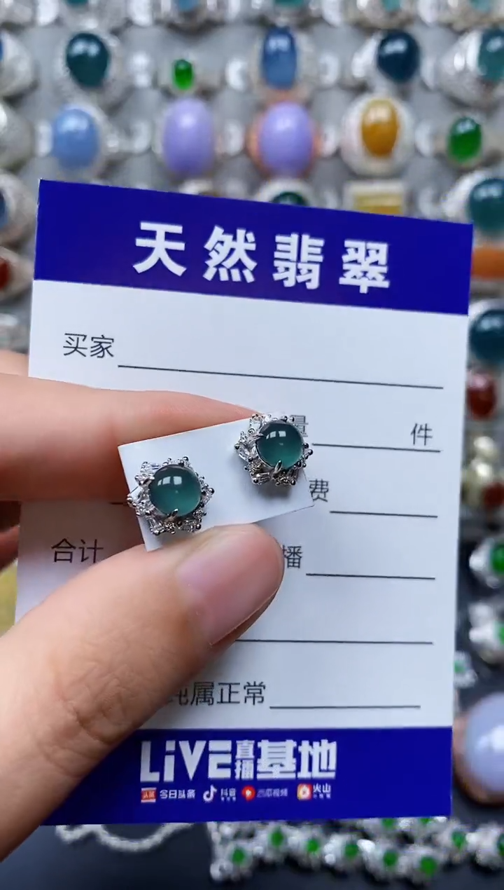 【闪购商品】翡翠耳饰银S925镶嵌0146