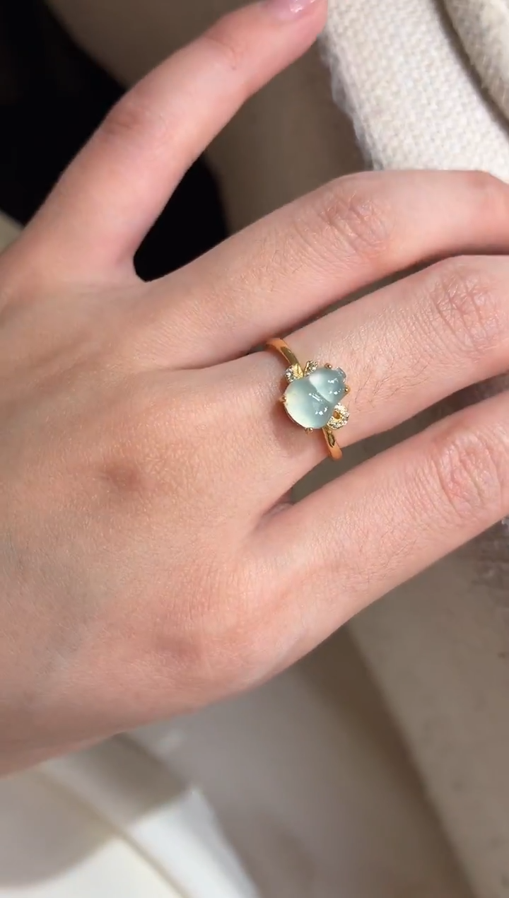 吊坠(不含链)银S925镶嵌翡翠戒指