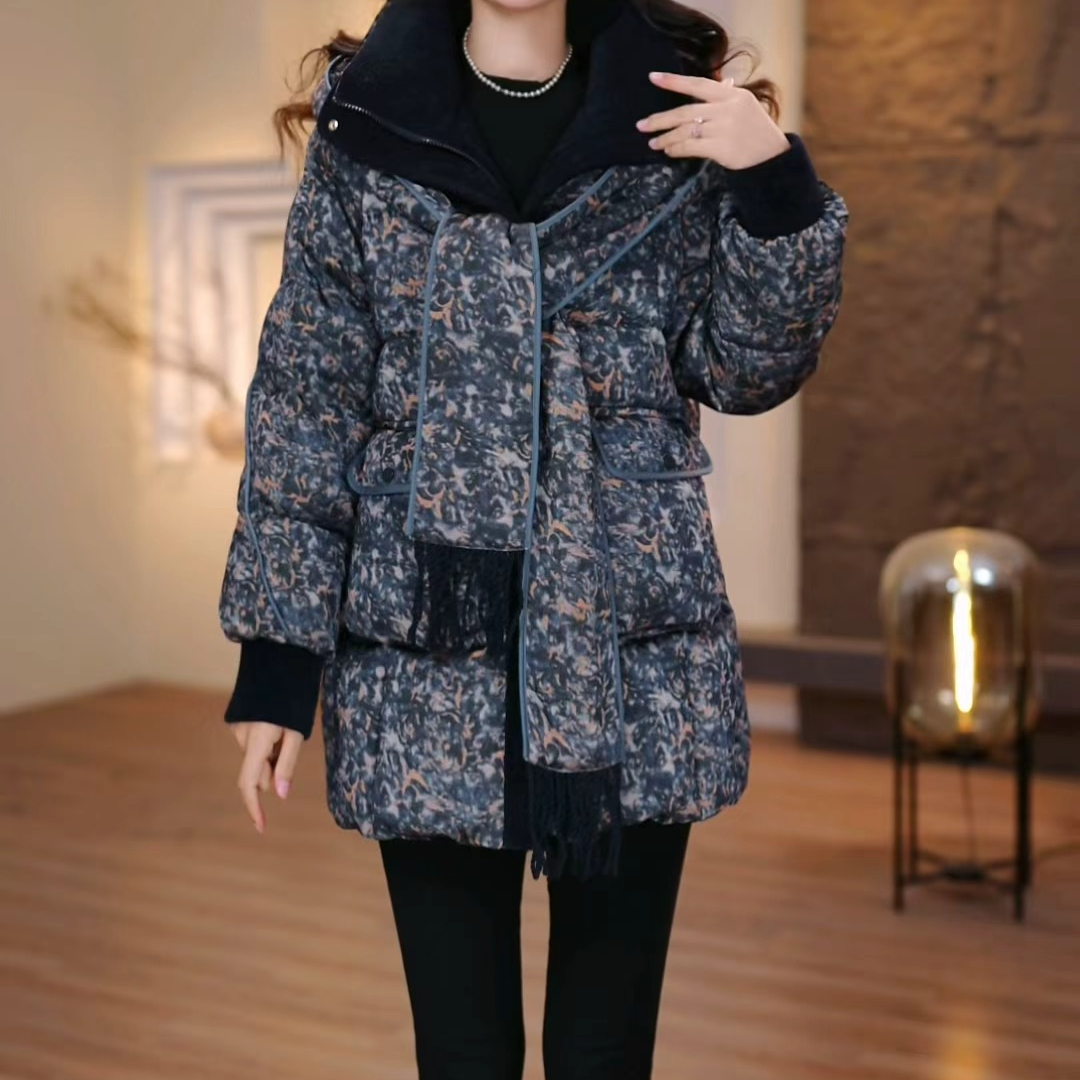 2025新款棉服洋气时尚中年女装中长款加厚连帽棉袄FY-1579
