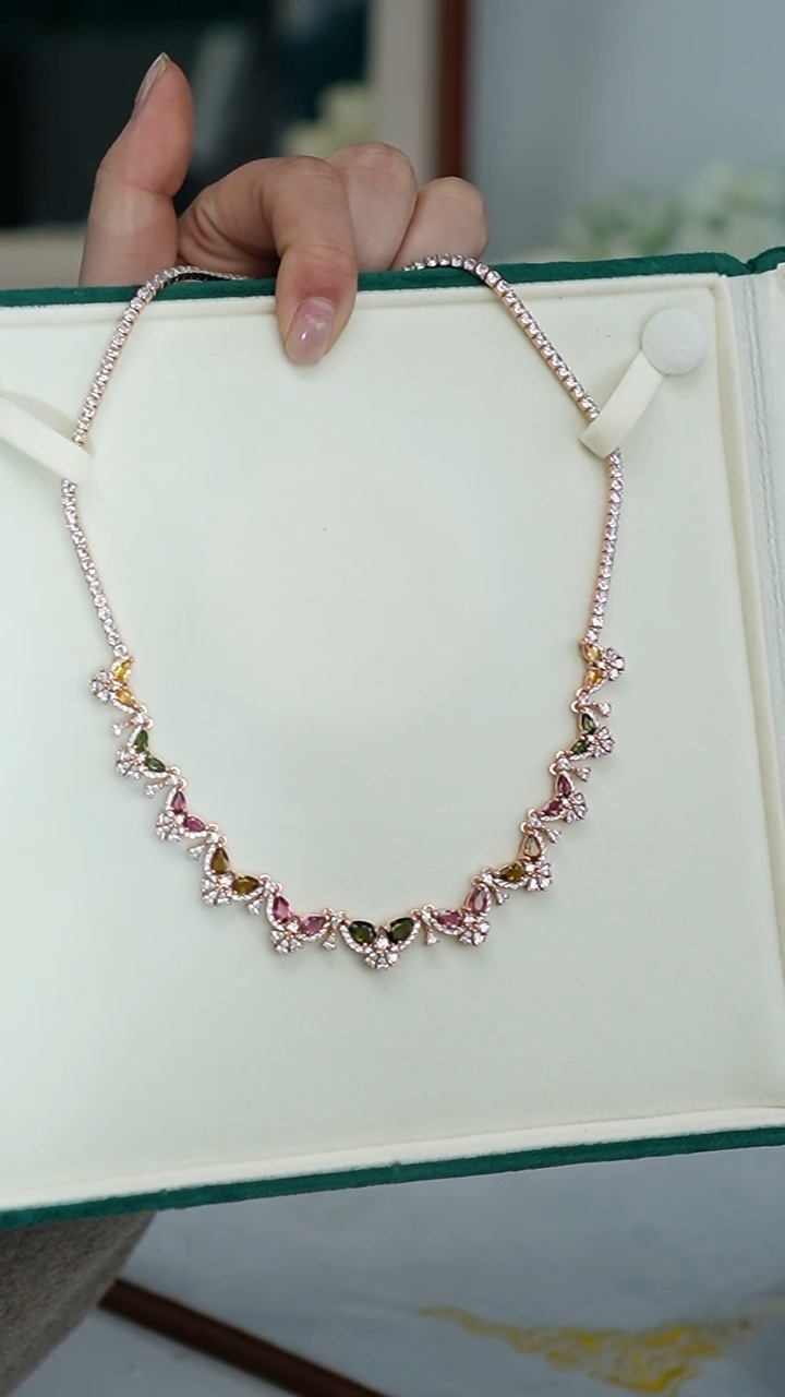 【闪购商品】碧玺项链银S925镶嵌项链